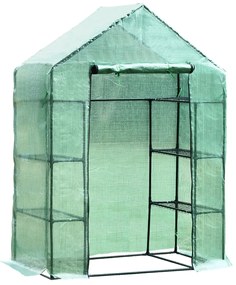 Outsunny Sera de gradina pentru plante cu rafturi si acoperis, sera pentru legume, fructe, gradinarit 143x73x195cm| Aosom Ro
