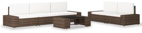 vidaXL Set mobilier de grădină, 6 piese, maro, poliratan