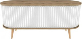 Comoda TV STOR, alb/stejar, PAL melaminat, 140x43x64 cm