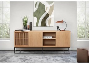 Comodă în culoare naturală joasă cu aspect de lemn de stejar 188x75 cm Ende – Woodman