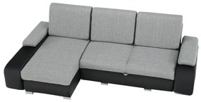 Colţar, piele ecologică negru/material textil gri, model stânga, LATE