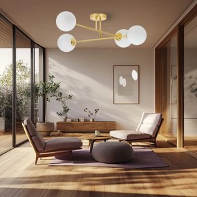 Lustră pe tijă 4xE27/35W/230V d. 70 cm auriu