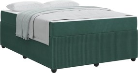 vidaXL Cadru de pat cu saltea Verde închis 160 x 200 cm țesătură