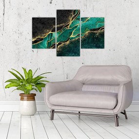 Tablou - Marmorat, petrol-auriu (90x60 cm)