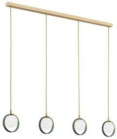 Lustra cu 4 pendule design modern Saturnia auriu, verde