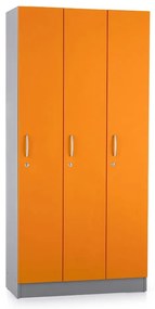 Dulap din lemn Visio LUX - 3 compartimente, 90 x 42 x 190 cm, portocaliu