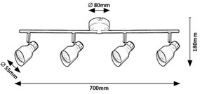 Spot Rabalux 73050 LILOU 4xGU10/25W/230V