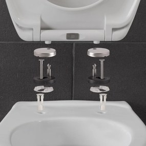 Lamera, scaun de toaletă, în formă pătrată, pliabil automat, antibacterian, alb