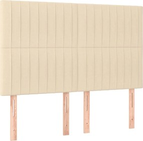 vidaXL Tăblie de pat crem 144x5x118/128 cm, material textil