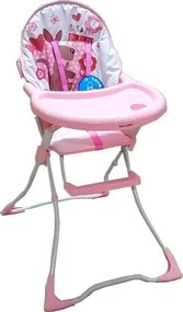 Scaun de masa pentru copii si bebe Baby Care™ CH ,pliabil, centura de siguranta, sezut comfortabil, masuta detasabila, model Cangur , Roz