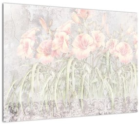 Tablou pe sticlă - Fresca crinilor (70x50 cm)
