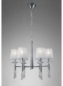 Candelabru elegant cu 6 brate Tiffany crom/ abajur alb