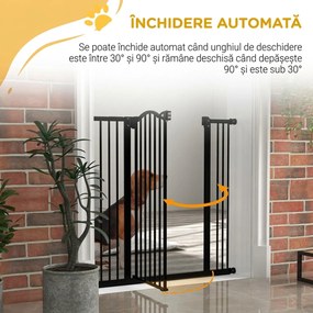 PawHut Poartă Extensibilă pentru Câini fără Șuruburi, Poartă de Siguranță Reglabilă, 94-100x94 cm, Negru | Aosom Romania
