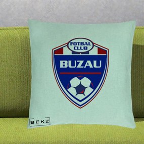 Perna Personalizata FC Buzau Fotbal, 40x40 cm, Verde Menta, Husa Detasabila, Perna Inclusa, BEKZ®