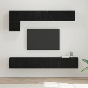 vidaXL Set comodă TV Pe perete 5 pcs Stejar Negru