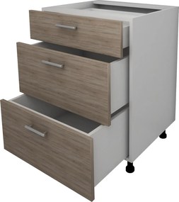 Corp Baza Lecce, 3 Sertare, Stejar Sonoma Inchis/Alb, 60 x 50 x 80 cm