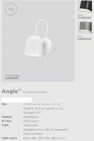 Aplica de perete, cu mufa usb, design modern Angle alb 2120601001 NL