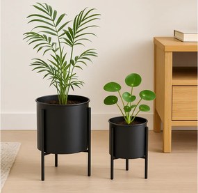 Ghiveci metalic cu suport MATHY 13x18 cm, negru