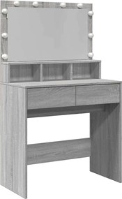 vidaXL Masă de toaletă cu LED, gri sonoma, 80x41x134,5 cm