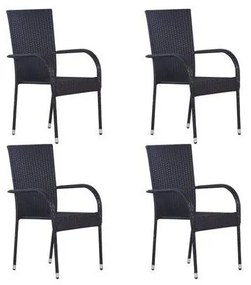 Set 4 scaune poliratan,negru