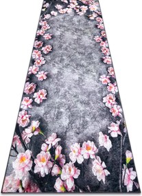 ANDRE 28170 covor lavabil Flori anti-alunecare - gri / roz