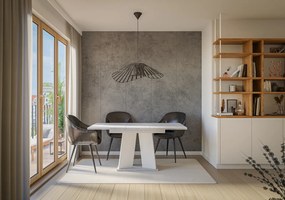 Masă de sufragerie Mulnu (gri deschis + Alb) (pentru 4 până la 6 persoane). 1055226