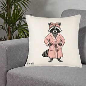 Perna Decorativa Albinuta Kawaii Vesela, 40x40 cm, Crem Reliefat, Husa Detasabila, Perna Inclusa, BEKZ®