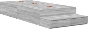 vidaXL Cadru de pat cu depozitare Gri Sonoma 100 cm Lemn compozit