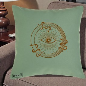 Perna Personalizata Ochiul Providentei Mistic Orange, 40x40 cm, Verde, Husa Detasabila, Perna Inclusa, BEKZ®