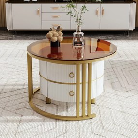 Măsuță de cafea 2-în-1 Rotundă din MDF, Alb | Aosom Romania