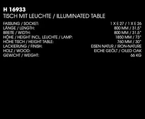 Masa design industrial din fier forjat cu lampa inclusa H 16933