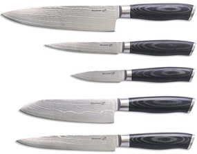 Set de cuțite G21 Gourmet Damascus în bloc debambus 5 bucăți + piatră de ascuțit