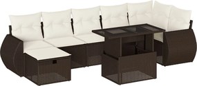 vidaXL Set canapele de grădină cu perne, 8 piese, maro, poliratan