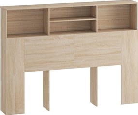 HOMCOM Tăblie pe picioare cu depozitare, accesoriu pentru pat cu 4 compartimente deschise, 140 x 19 x 103,5 cm, efect lemn natural | Aosom Romania