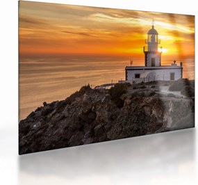 Tablou pe sticlă cu far în apus de soare (70x50 cm)