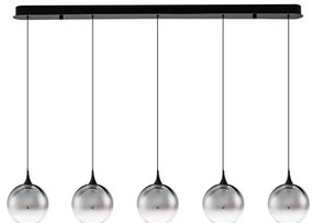 Lustra moderna cu 5 pendule LED, Metal, Sticla, Fumuriu, ORENDA