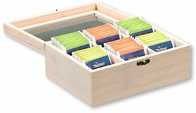 Kesper 57902 Organizator ceai bambus, 6 compartimente, alb, 21,5 x 16 x 9 cm