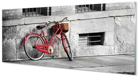 Tablouri pe sticlă bicicletă roșie cu un coș