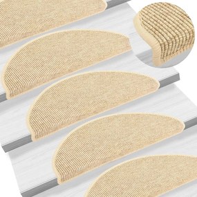 Covorase autoadezive pentru scari, 15 buc., bej, 65x25 cm sisal 15, Bej, 65 x 25 cm