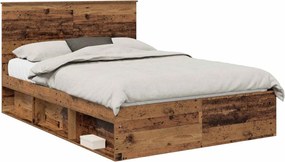 vidaXL Cadru de pat Lemn vechi 140 x 190 cm Lemn de pin masiv