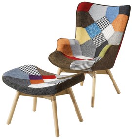 Fotoliu cu taburet Rusko, multicolor, 68x79x97.5 cm