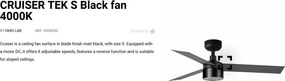 Lustra LED cu Ventilator tavan si telecomanda CRUISER TEK S negru 4000K
