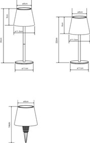Globo 58488M-LED VANNIE — lampă de masă reglabilă, cu control tactil, reîncărcabilă, pentru exterior, 3W/5V, IP54, 1800 mAh