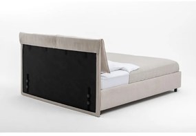 Pat matrimonial bej tapițat cu spațiu de depozitare cu somieră 160x200 cm Myra Pillow – Bonami Selection