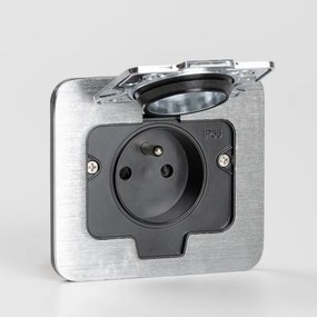 Priză încastrabilă de podea de exterior Brilagi IP55 crom mat dreptunghiular