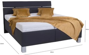 Pat tapițat ALIS 180 x 200 cm, cu saltea și spațiu de depozitare, antracit