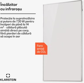 Klarstein Wonderwall 720 Smart, , încălzitor cu infraroșu, 120 x 60 cm, 720 W, temporizator săptămânal, IP24, alb