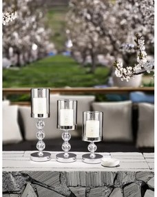 Set de 3 sfeșnice din crom lucios