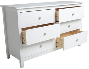 Comodă albă joasă din lemn de pin 130x80 cm Berna – Marckeric