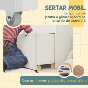 AIYAPLAY Bibliotecă Copii 3-8 Ani cu 3 Rafturi și Sertar, Raft de Depozitare Jucării, 62,5x30x70 cm, Alb | Aosom Romania